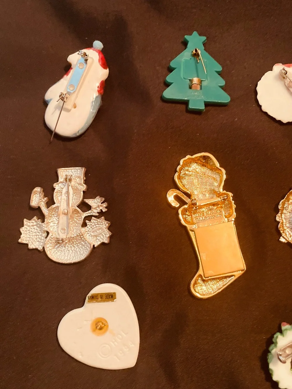 Kids Holiday Charm Pendants & Pins, Red, Green, White, Silver